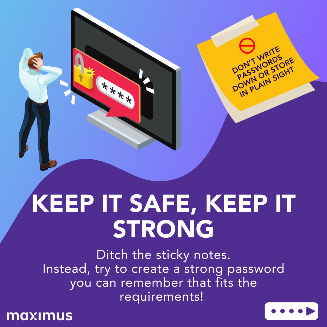 Visual design sample: Storing Passwords security awareness graphic
